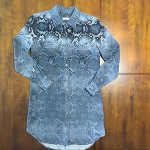 10% Silk Equipment Snake Print Button Down Dress
